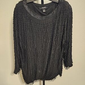 Elegant Black Sequin Top by Ellen Tracy